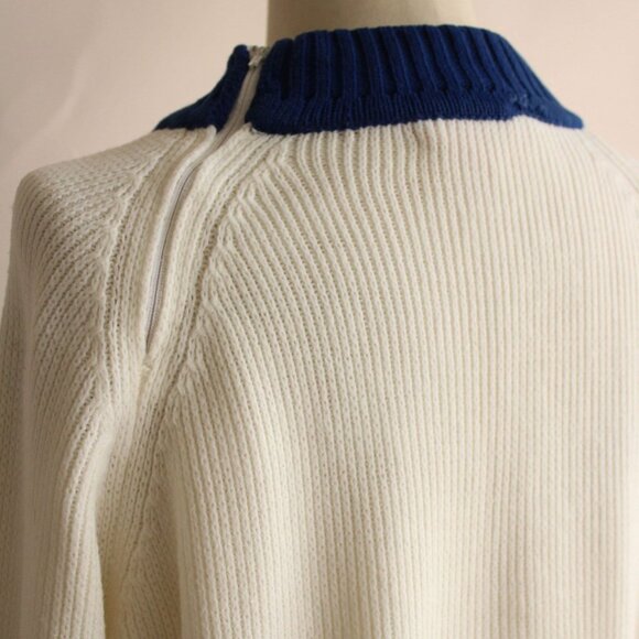 Vintage 1970s Sweater, The Campus Shop Nordic Style Blue and White Jumper - Picture 8 of 10